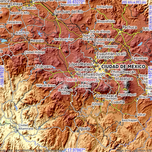 Topographic map of San Pedro Totoltepec