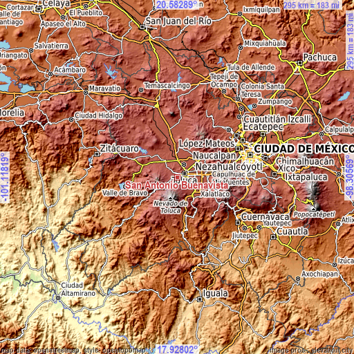 Topographic map of San Antonio Buenavista