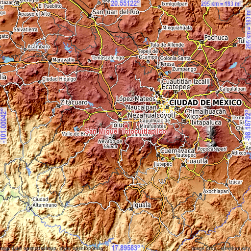 Topographic map of San Miguel Totocuitlapilco