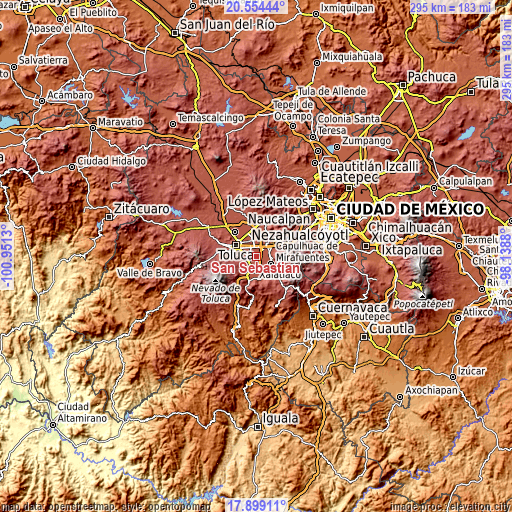 Topographic map of San Sebastián