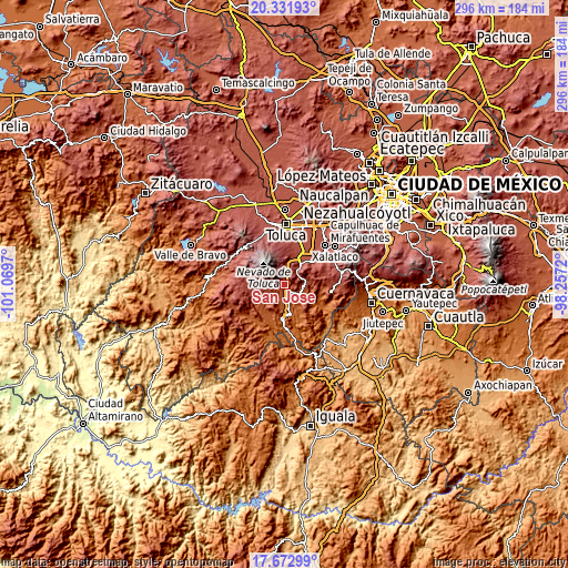 Topographic map of San José