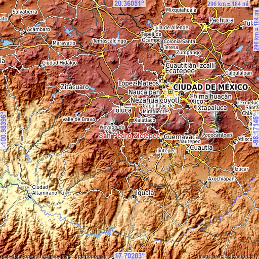 Topographic map of San Pedro Zictepec