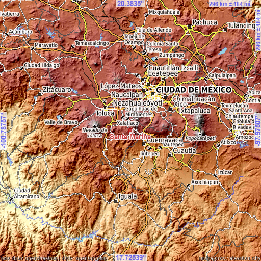 Topographic map of Santa Martha