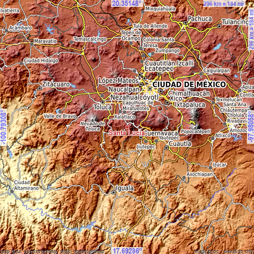 Topographic map of Santa Lucía