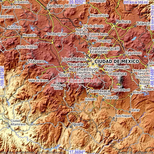 Topographic map of San Felipe el Mirasol