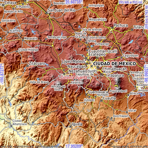 Topographic map of Colonia Juárez