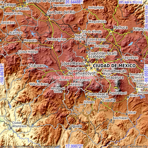 Topographic map of San Mateo Atarasquíllo