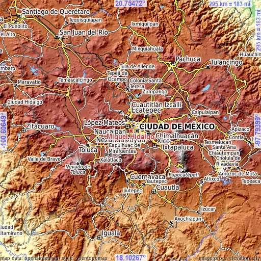 Topographic map of Miguel Hidalgo