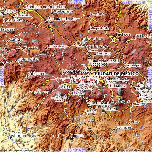 Topographic map of Santiago Tejocotillos