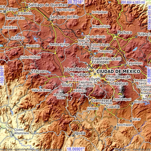 Topographic map of Santa Catarina