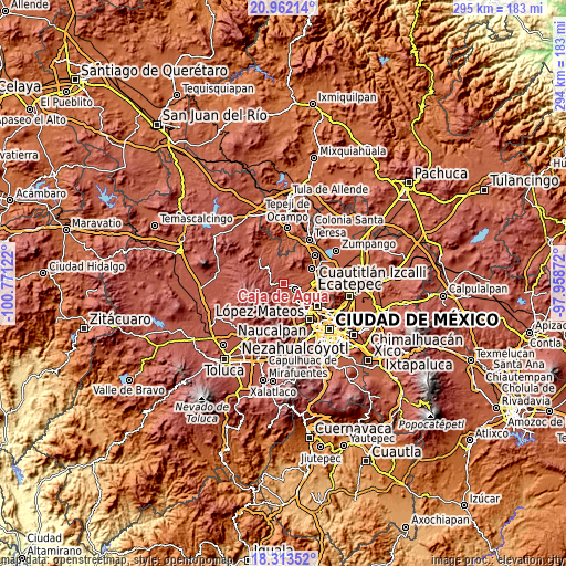 Topographic map of Caja de Agua