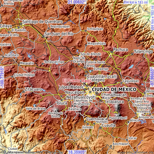 Topographic map of El Puerto Magú