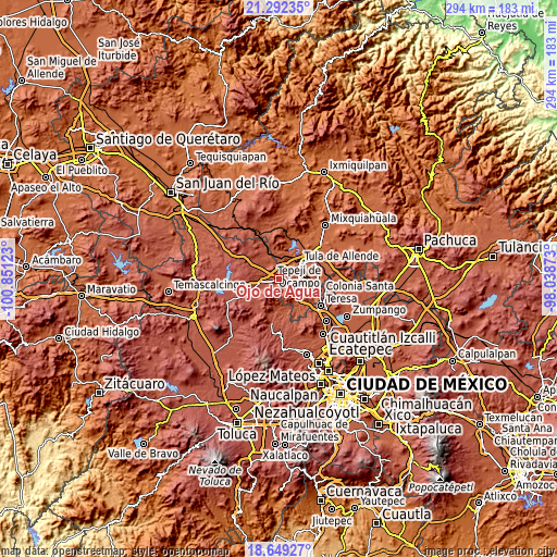 Topographic map of Ojo de Agua