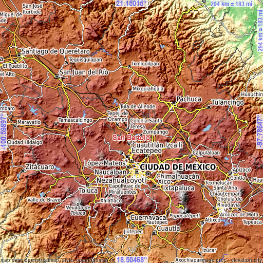 Topographic map of San Bartolo