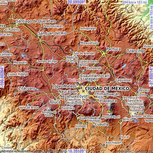 Topographic map of Huilango