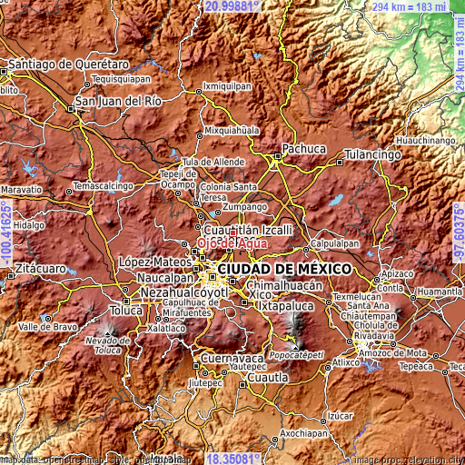 Topographic map of Ojo de Agua