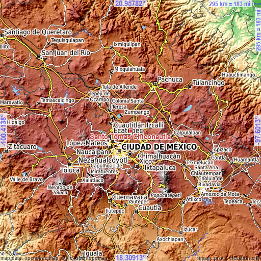 Topographic map of Santo Tomás Chiconautla