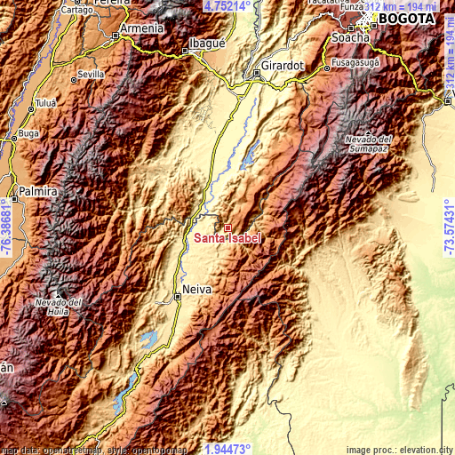 Topographic map of Santa Isabel