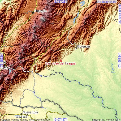 Topographic map of San José del Fragua