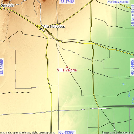 Topographic map of Villa Valeria