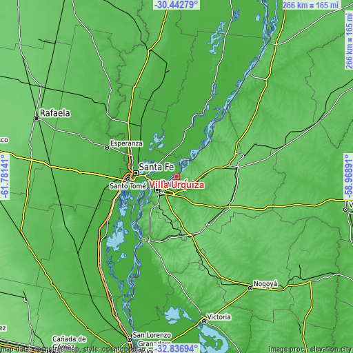 Topographic map of Villa Urquiza