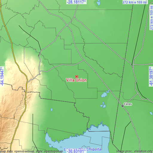 Topographic map of Villa Unión