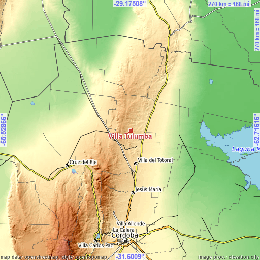 Topographic map of Villa Tulumba