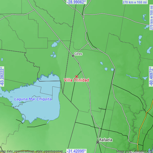 Topographic map of Villa Trinidad