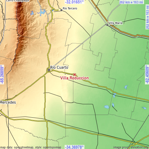 Topographic map of Villa Reducción