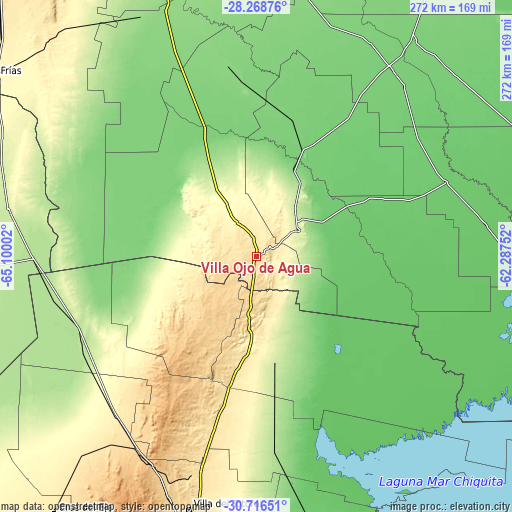 Topographic map of Villa Ojo de Agua