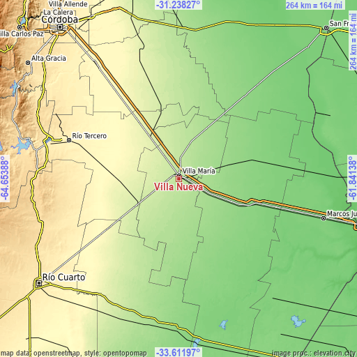 Topographic map of Villa Nueva