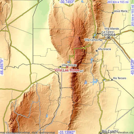 Topographic map of Villa Las Rosas