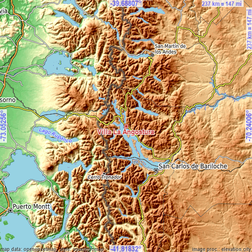 Topographic map of Villa La Angostura