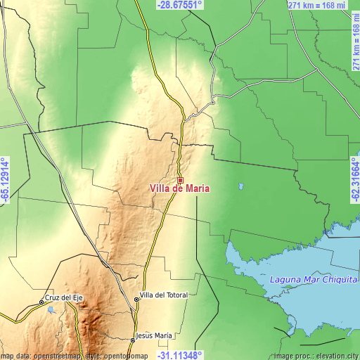 Topographic map of Villa de María