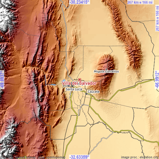 Topographic map of Villa del Salvador