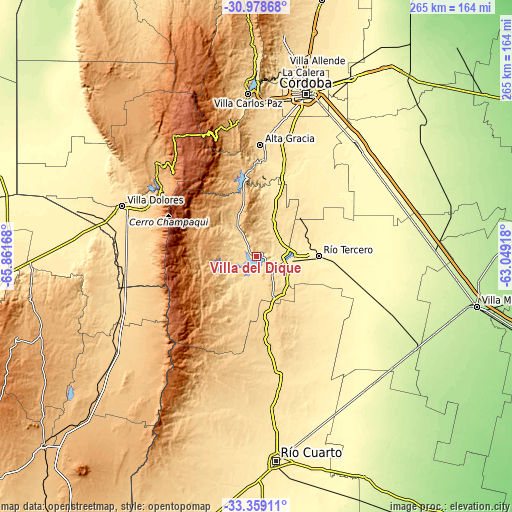 Topographic map of Villa del Dique