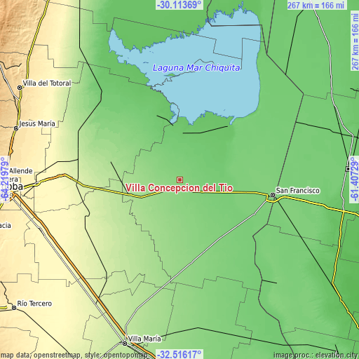 Topographic map of Villa Concepción del Tío