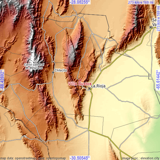 Topographic map of Villa Bustos