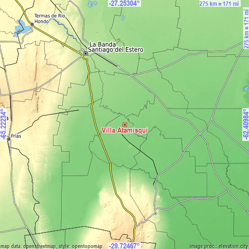Topographic map of Villa Atamisqui