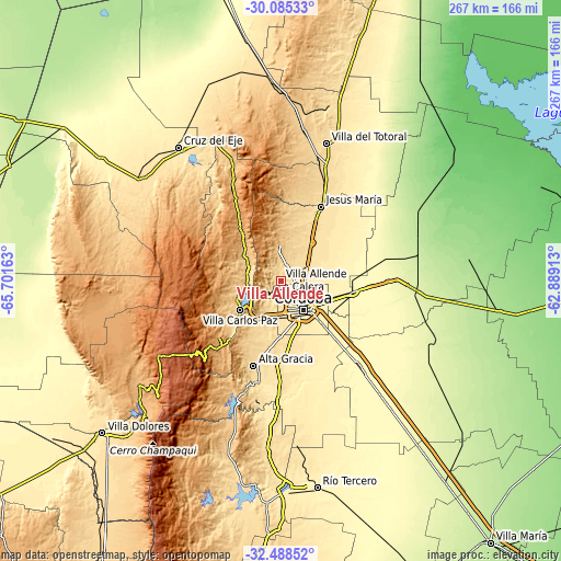 Topographic map of Villa Allende