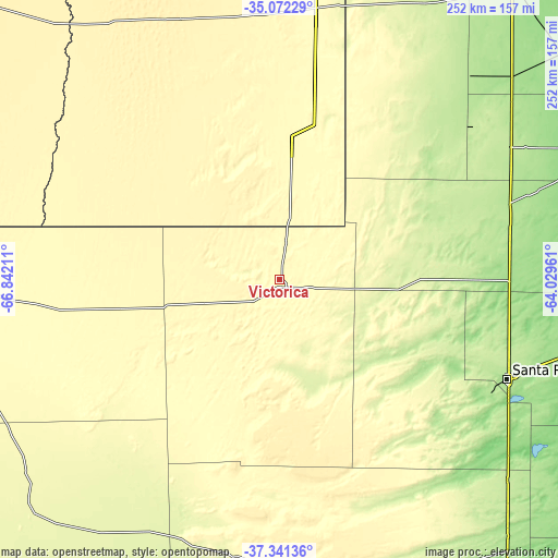Topographic map of Victorica