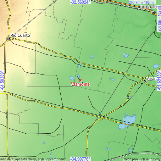 Topographic map of Viamonte