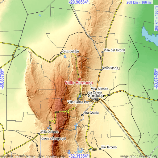 Topographic map of Valle Hermoso