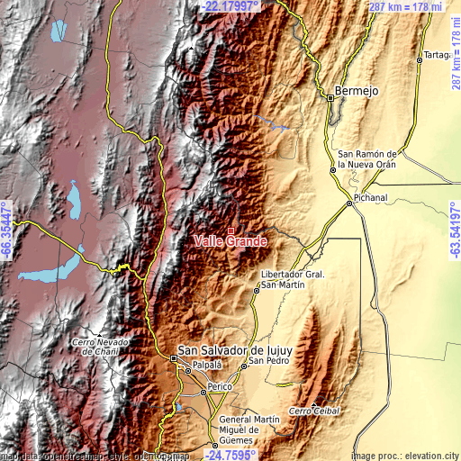 Topographic map of Valle Grande