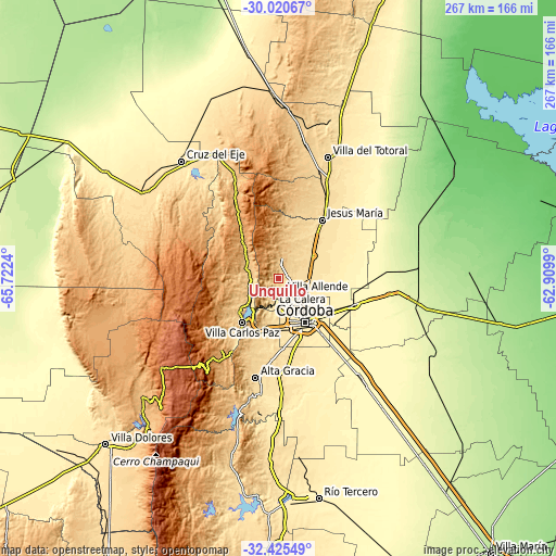 Topographic map of Unquillo