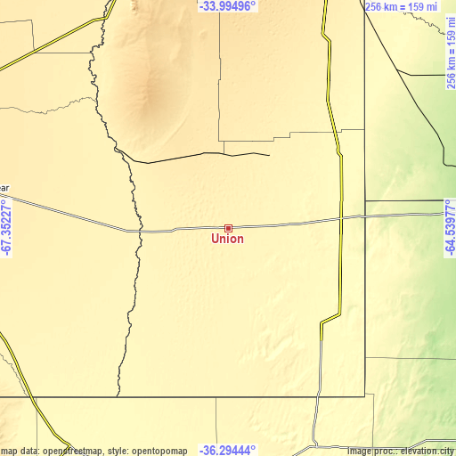 Topographic map of Unión