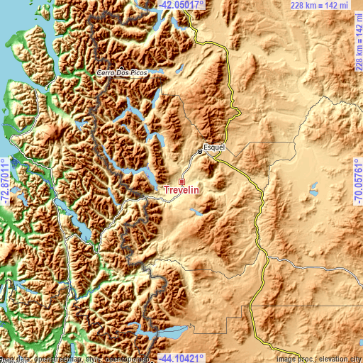 Topographic map of Trevelin