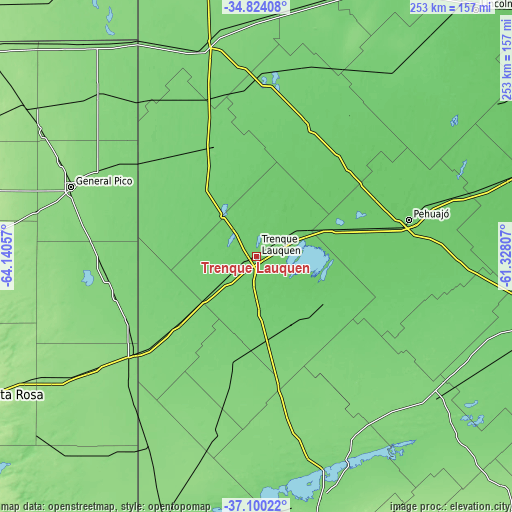 Topographic map of Trenque Lauquen