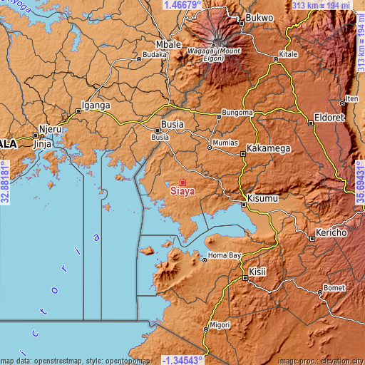 Topographic map of Siaya