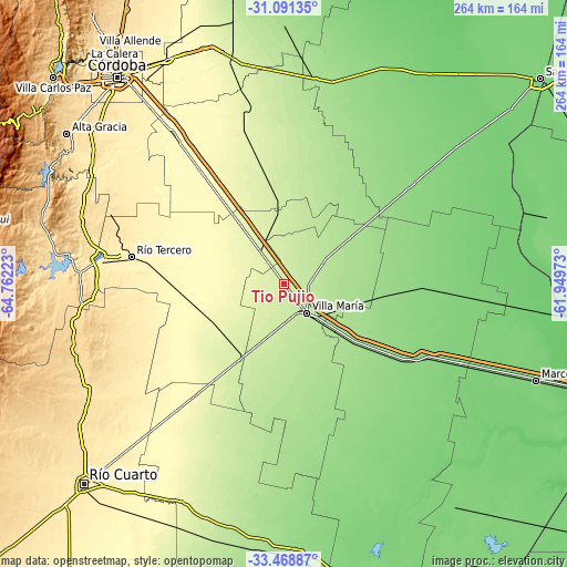 Topographic map of Tío Pujio